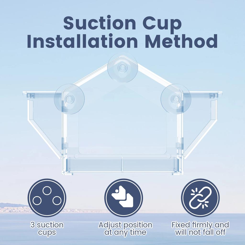 Transparent Window Bird Feeder outdoor hummingbird feeder with 3 Strong Suction Cup Wild Birds,Pigeons Bird cage accessories