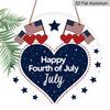 2D Flat 1pc, 8x8 In, July 4th Happy Round Aluminum Metal Sign - Patriotic American Flag & Heart Design, Wall Decor for Home, Office, Kitchen, Bedroom
