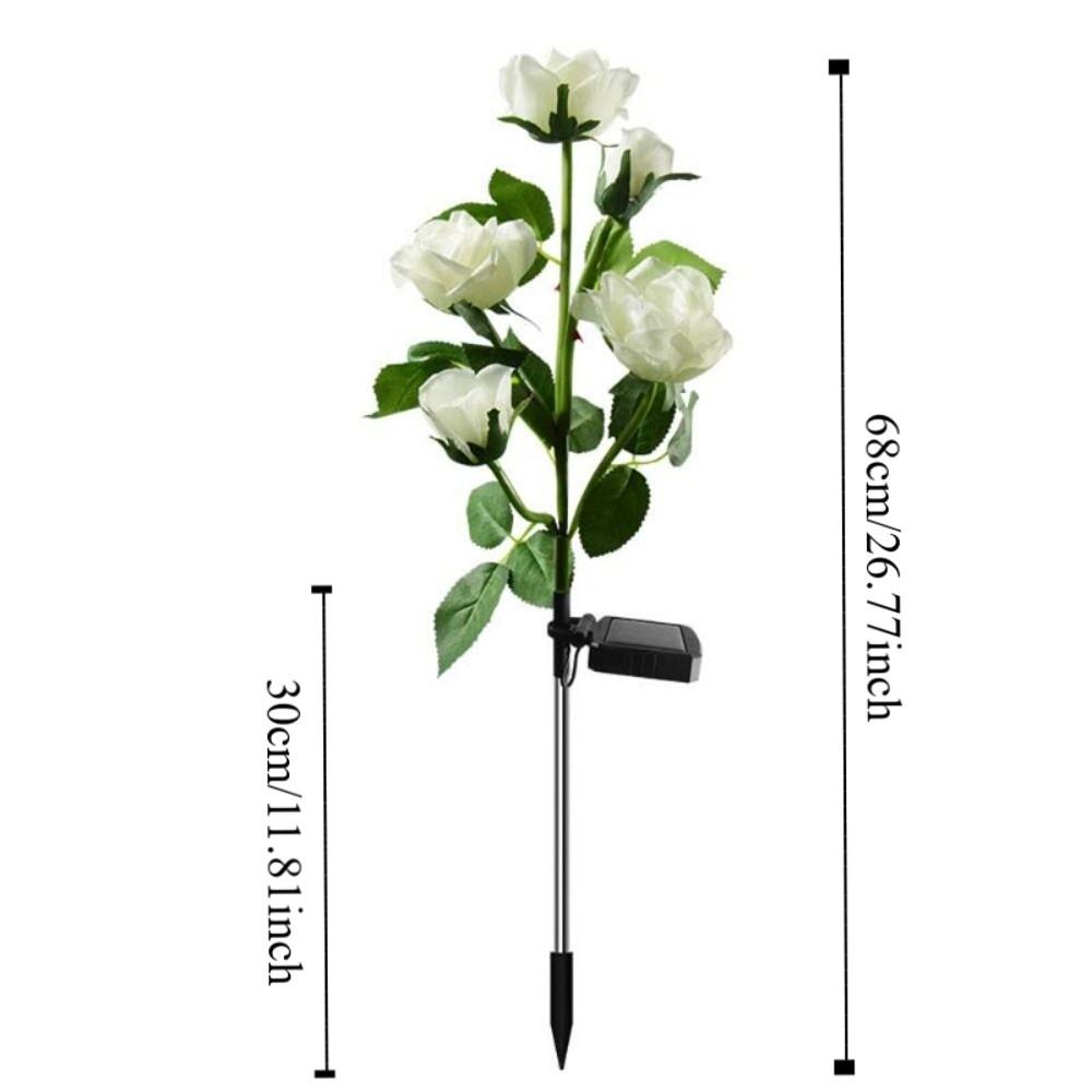 3 Heads Outdoor Solar Garden Light Realistic Solar Rose Flowers Lantern  Lawn Lighting