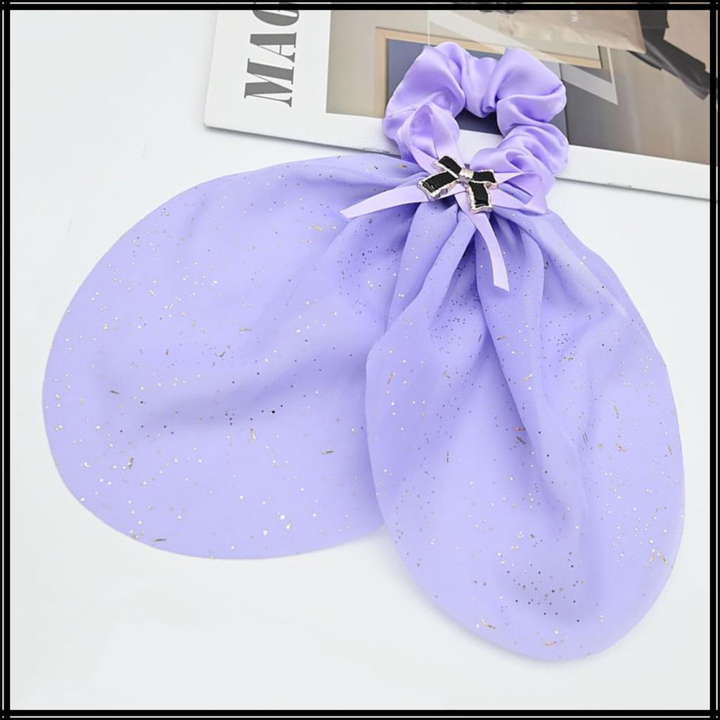 White Fang Ribbon Scrunchie Hair AZ559 Accessory, Cute, Stylish, Casual, Women's, (White)