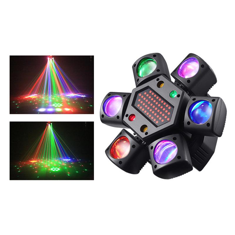 80W 6-Arm Disco Party Stage LED Moving Head Wash Light with DMX512 Control Mode