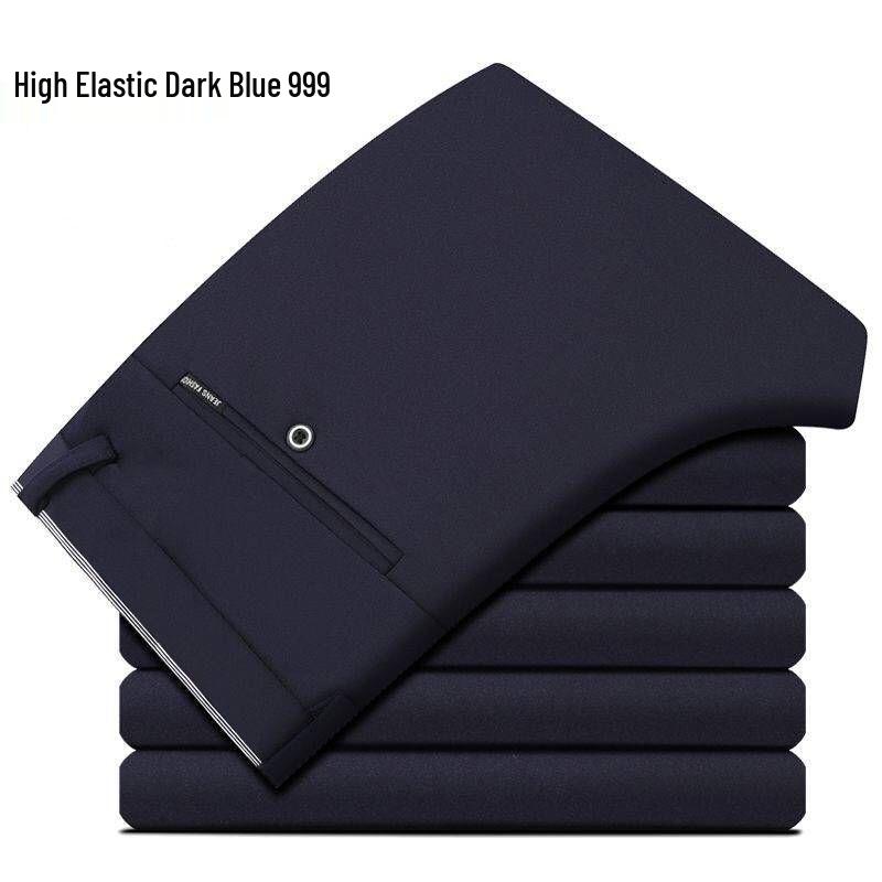 

Four Seasons Men s Slim Fit Elastic Straight Leg Pants - Korean Style Casual Business Wear 32 Waist 25 inches