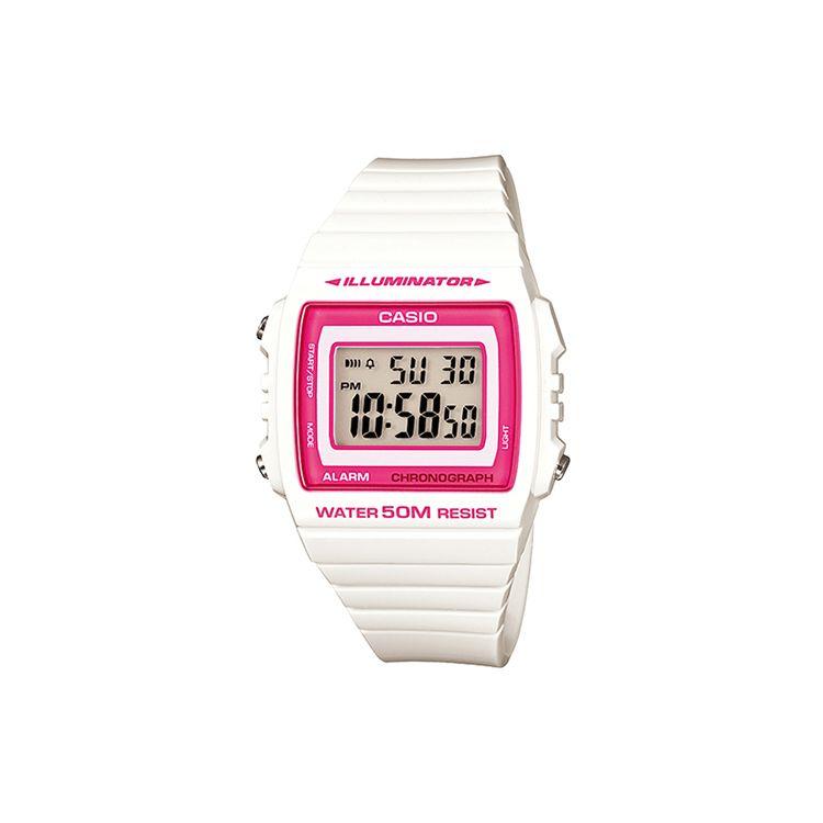 

Casio Youth Series Silicone Small Square Summer Macaron Classic Small Square Quartz Movement Resin Strap Women watches Coffee W-215H-7A2 Regular Watch Box,White Strap