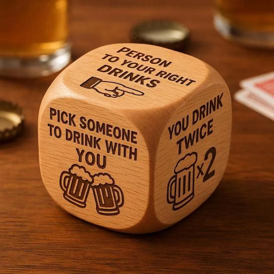 Decision Dice Handmade Wooden Embroidery/Knitting/Drinking Decision Dice with 6 Engraved Tasks Stocking Stuffers for Men Women