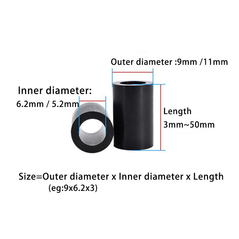

9x6.2мм 11x5.2мм ABS Спейсер Без різьби Пластикова Кругла Стійка Спейсери для плати Чорний Білий Довжина 3мм~50мм 11x5.2x25 (15pcs)