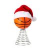 Sports Ball Christmas Tree Top Ornament, Spring Mounted Santa Hat Style for Indoor Holiday Party Tabletop Shelf Display