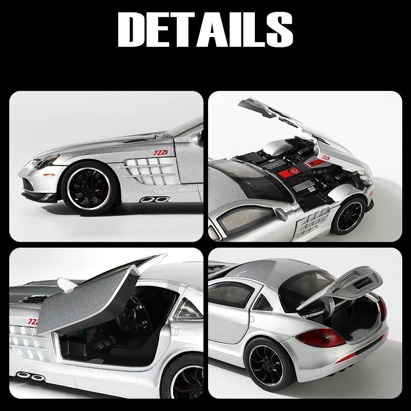 1/32 Mercedes Benz SLR Supercar Metal Aliaj Turnat Sub Presiune Model Mașină Miniatură Colecție Hobby Cadouri