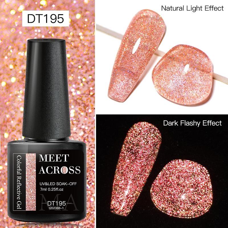 

MEET ACROSS 7 мл цветной светоотражающий гель-лак для ногтей с блестками, мерцающий гель, отмачиваемый гель-лак для маникюра, лак для салона ногтей DT195