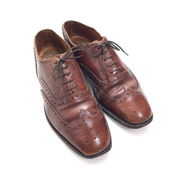 Loake England Vintage Full Brogue Wingtip Lederschuhe Braun 7 25.5(GEBRAUCHT)