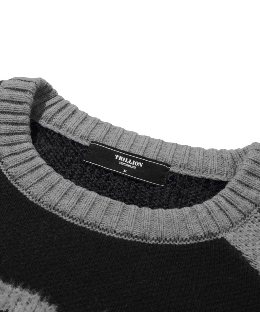 TRILLION Washable Raglan Hairy Graphic Track Knit_Black