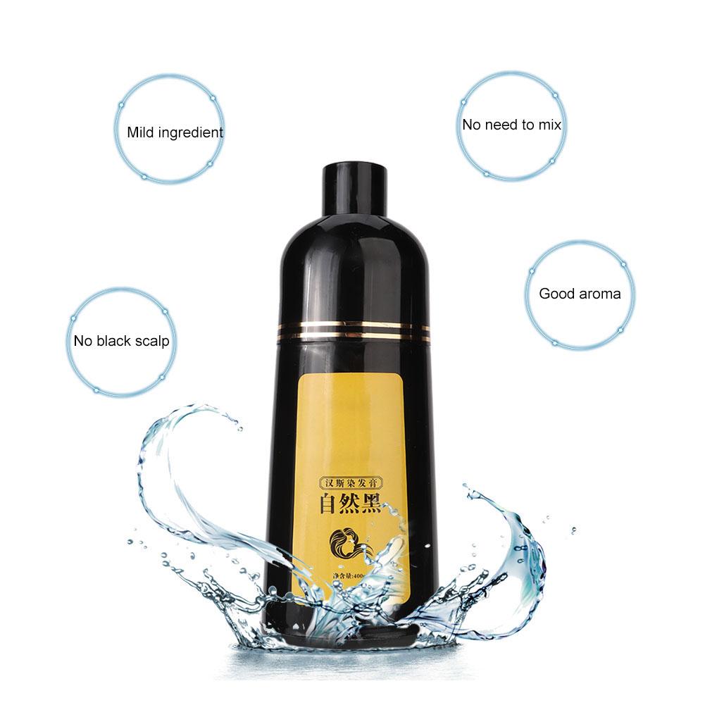 400ml Natural Plant Black Hair Shampoo Hair Dye Black Coloring Shampoo Hair Care ShampooBlack 400ml