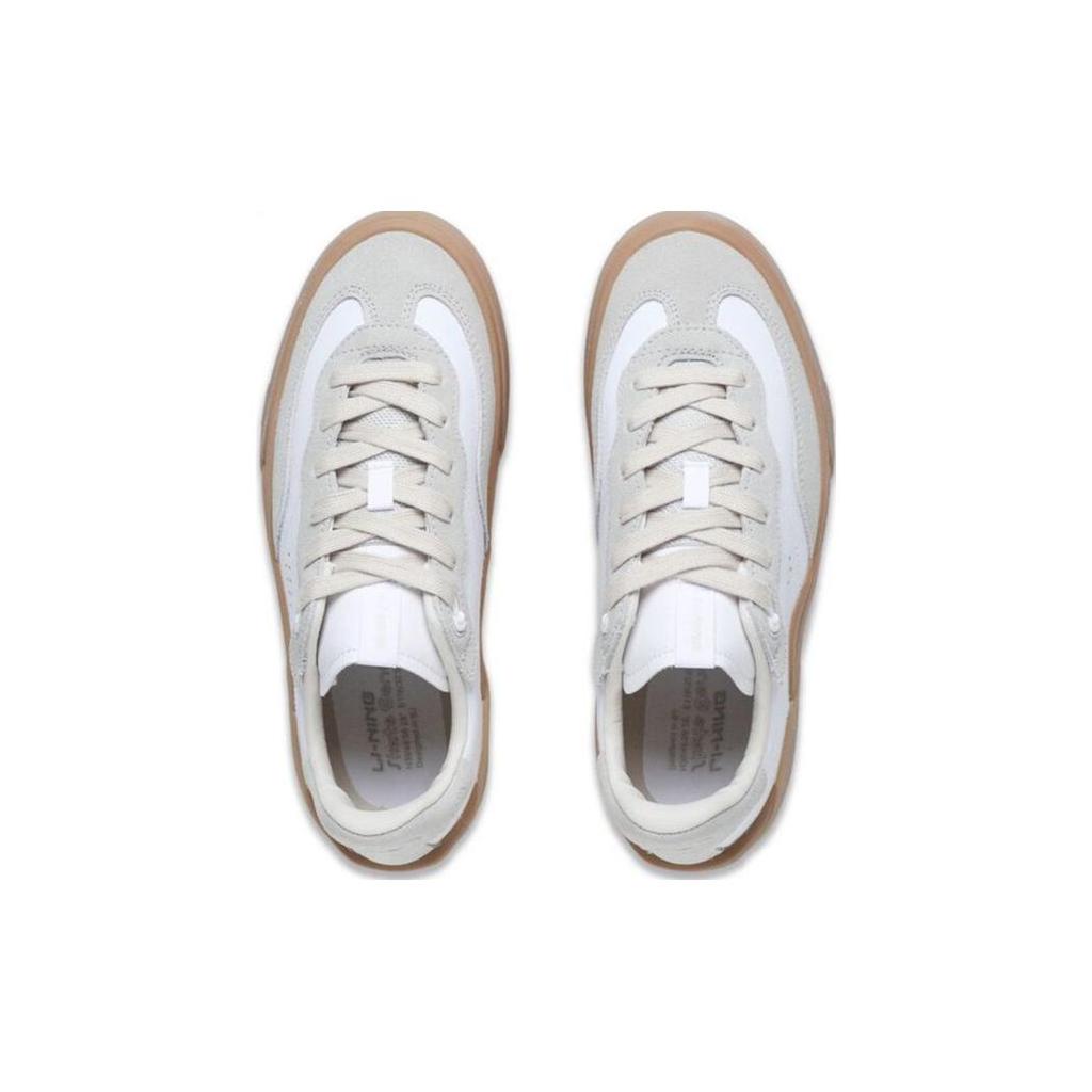Li Ning Skategeneral Comfortable Abrasion Resistant Breathable Low top Skateboard Shoes Women's White Gray AEPSA50-1
