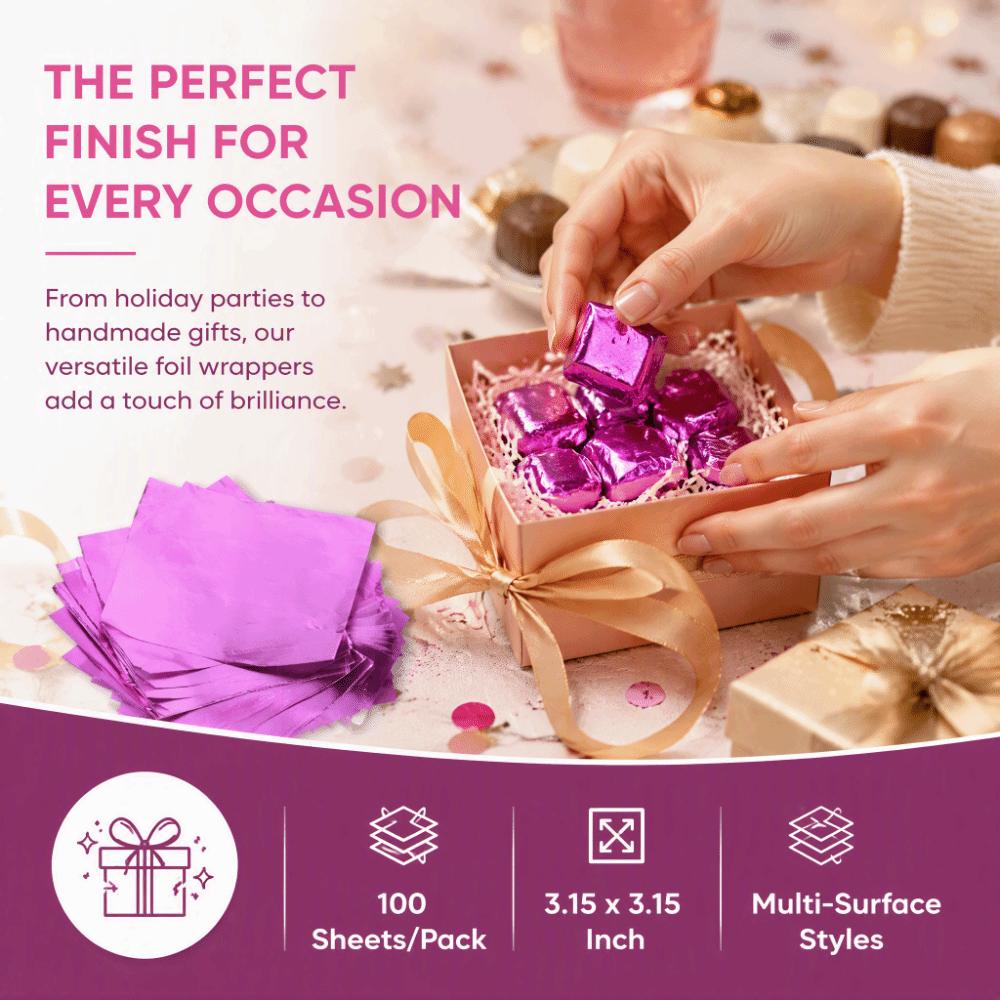 100 Stück Aluminiumfolie Folie Süßigkeitenwickler Schokoladenverpackungsbögen Valentinstag Weihnachten