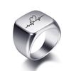 Free Engrave New Silver/Gold/Black/Blue Square Big Width Signet Rings Customized Fashion Finger Men Ring Titanium Steel Jewelry