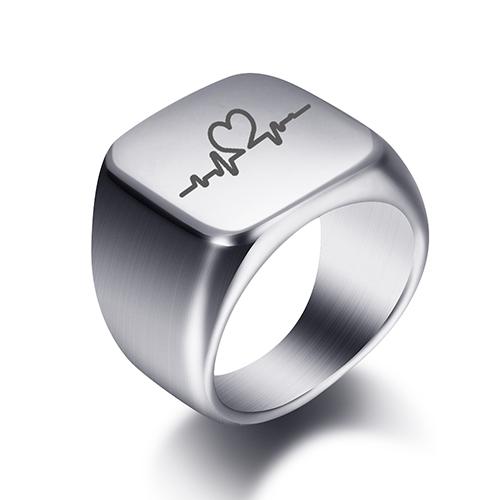 Free Engrave New Silver/Gold/Black/Blue Square Big Width Signet Rings Customized Fashion Finger Men Ring Titanium Steel Jewelry