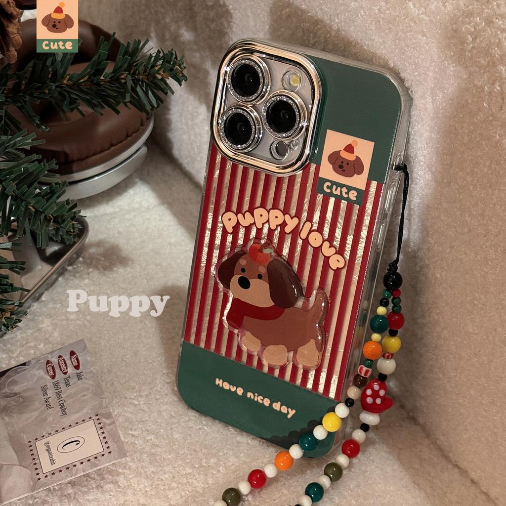 Red Striped Dachshund Dog Suitable for 17promax Mobile Phone Case Apple Iphone16 Christmas Cartoon 13 Lanyard 14 Hard