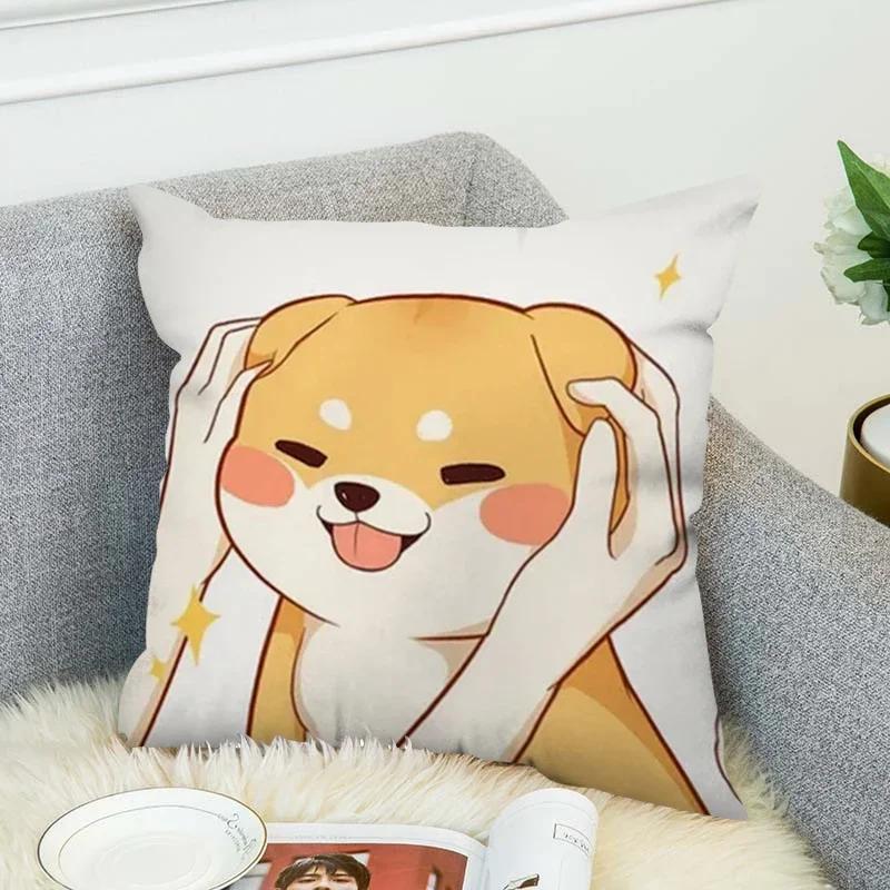 Pillowcase 45*45 Shiba Inu Pillow Cases For Bed Chair Cushion Cover 45X45Cm Fall Decoration Decorative Pillows Lounge Chairs