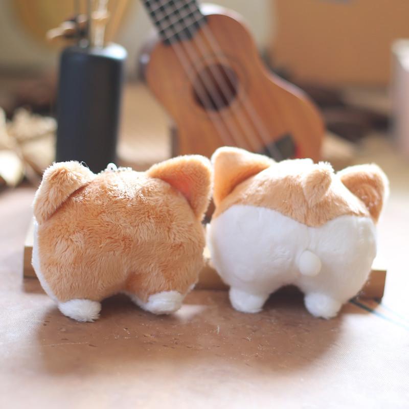 Cute Corgi Butt Plush Keychain With Soft Short Pile For Bag Decoration