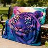 1pc Tiger Print Print Outdoor Blanket, Lightweight Polyester,