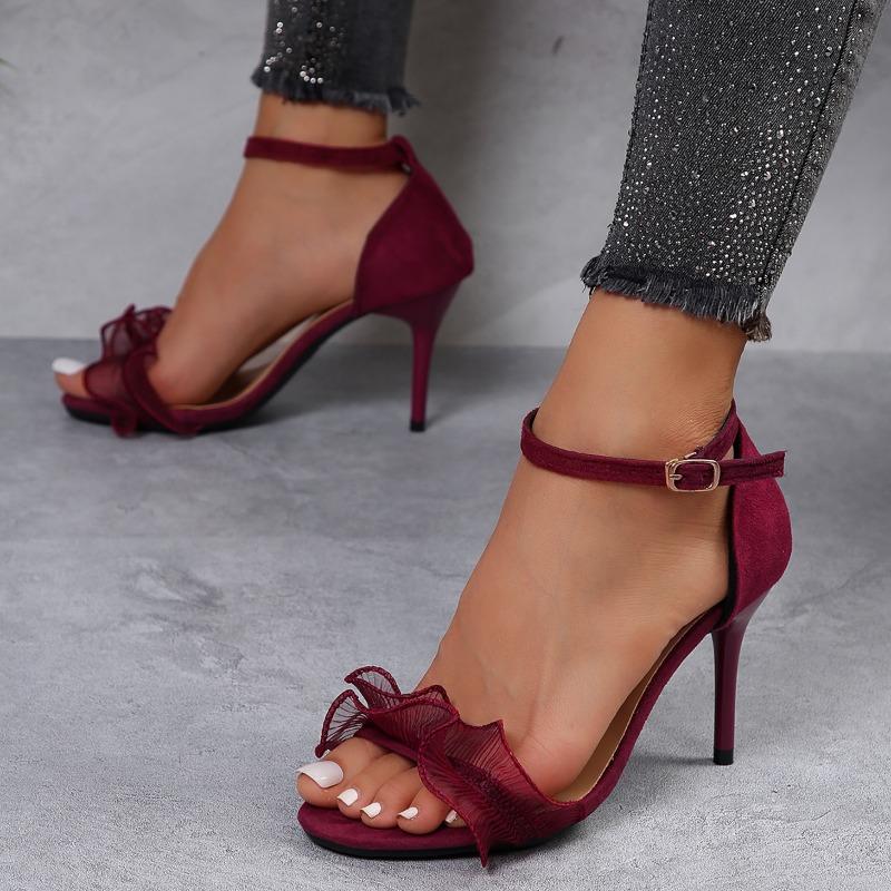 Fashion Large Size Low Sandals Woman Leather Big Low-heeled Rome Slides Hoof Heels PU Fabric Low Sandals Woman Leather Large Size Low-
