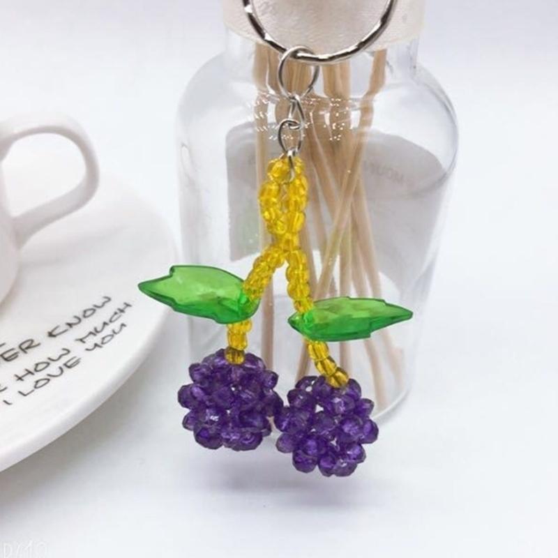 Colorful Phone Lanyard Beaded Wrist Strap Cherry Phone Charm DIY Handmade Keychain Imitation Crystal Jewelry Accessory