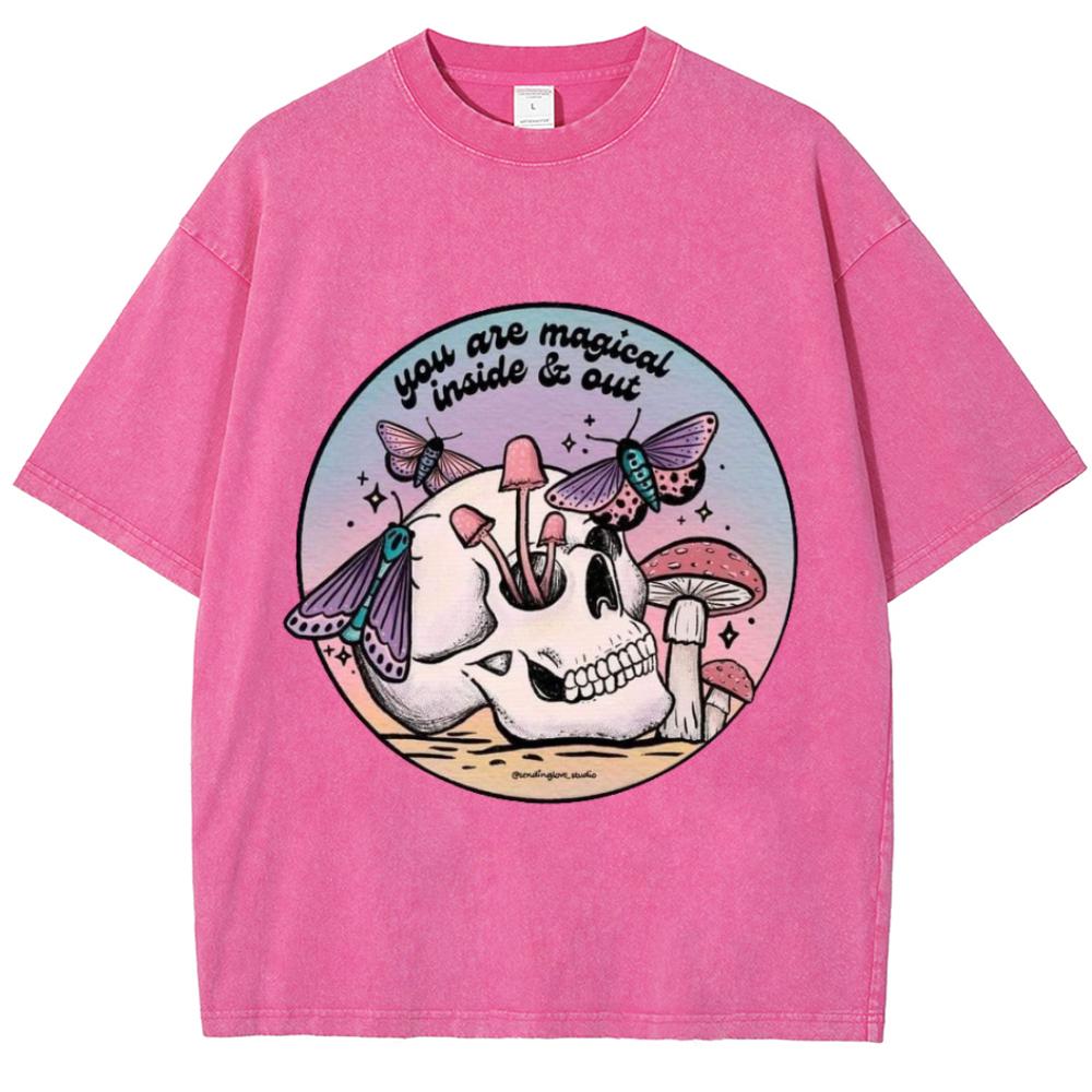 

Футболка с принтом черепа бабочки, стиранная, оверсайз, свободного кроя, с коротким рукавом, хлопковая, удобная, забавная, базовая летняя футболка 3XL