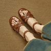 Krazing Pot Cow Skin Thick Med Heels Peep Toe Summer Size 42 Brand Shoes Street Wear Gladiator Elegant Women Sandals