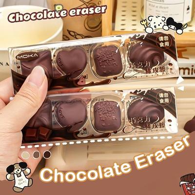 4 Stück Kreativer Niedlicher Simulierte Schokolade Radiergummi Schüler Radiergummi Kawaii Schreibwaren Zeichengummi Bürobedarf Geschenke