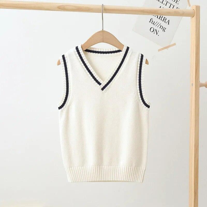 Children's Knitted Vest Spring and Autumn Models for Boys and Girls Pullover College Style Sweater Vest