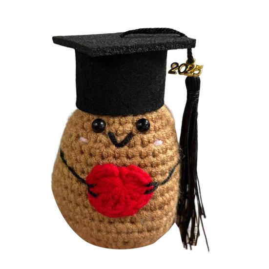 2025 Graduation Crochet Doll Handmade Pickle Vegetables with Graduation Cap Positive Crocheted Animals Keepsake Grad Gifts for Him Her