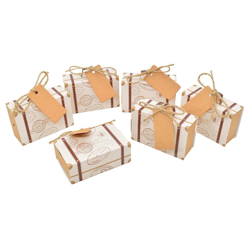 10/20pcs Travel Suitcase Candy Box Kraft Paper Gift Boxes Wedding Birthday Party Decoration Supplies Christmas Gift Packaging