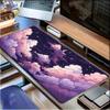 Large Xxl Gaming Mouse Pad Desk Mat Keyboard Pad Art Purple Pink Cloud Moon Star Sky Print Nonslip Rubber Extended Stitched Edge