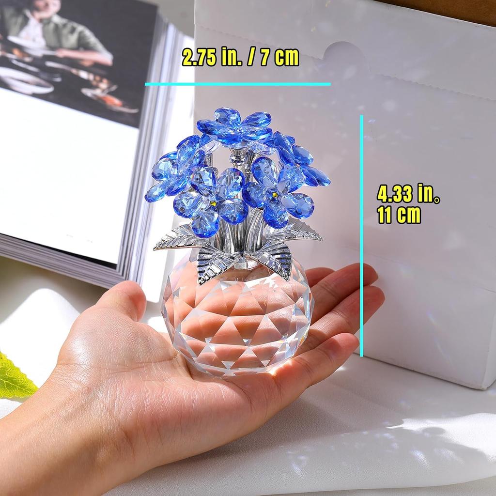 Ornalrist Blue K9 Crystal Forget Me Not Flowers Gifts for Women, Mom, Meaningful Remembrance Gifts, Birthday Gifts for Friend Sister, Glass