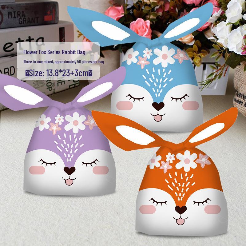 2025 Cartoon Rabbit Ear Plastic Bags for Snacks & Baking - Gift Set of 50