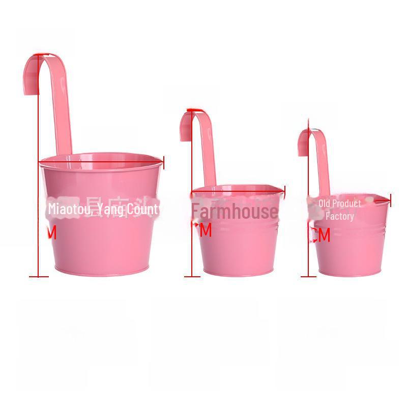 Colorful Hanging Iron Flower Bucket for Plants - Balcony Décor