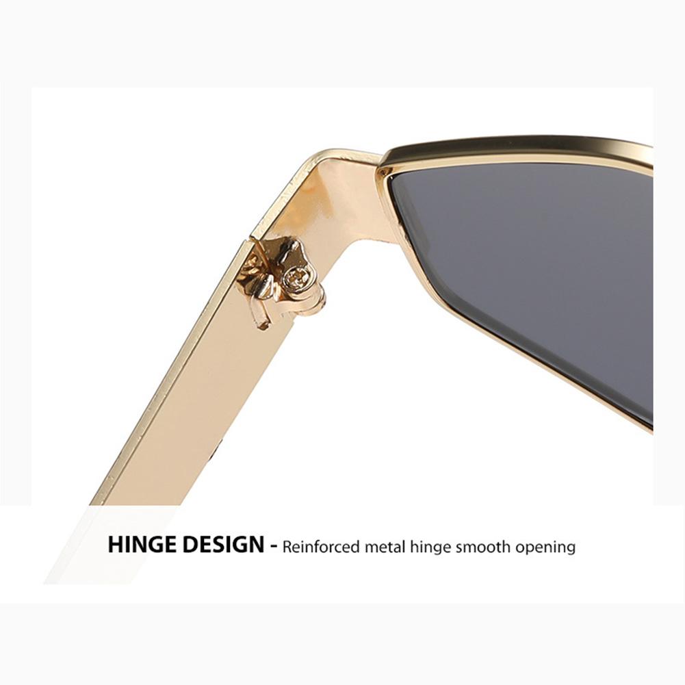 Модные винтажные солнцезащитные очки в форме ромба с полигональной металлической оправой — фото 6