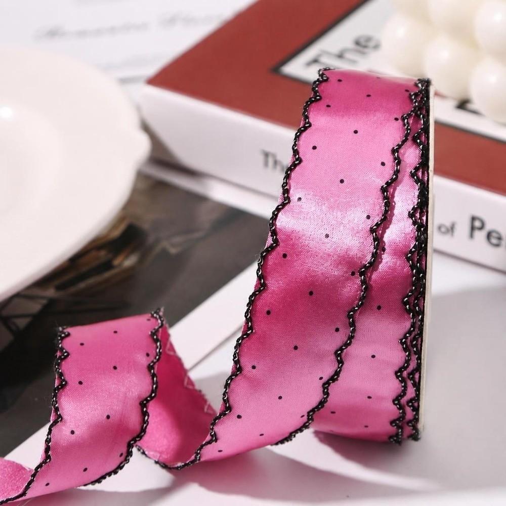 DIY Bow Satin Fabric Ribbons Gift Box Bouquet Tape Ribbons Hair Accessories Dot Lace Ribbon Gift