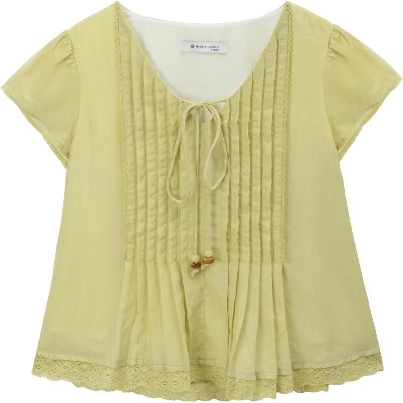 Women s V-Neck Flutter Sleeve Tencel Blouse M