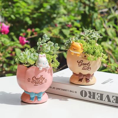 Cartoon Fleshiness Flowerpot Vase Resin Horticulture Desktop Cute Animal Windowsill Garden Decoration Originality Simple Gift