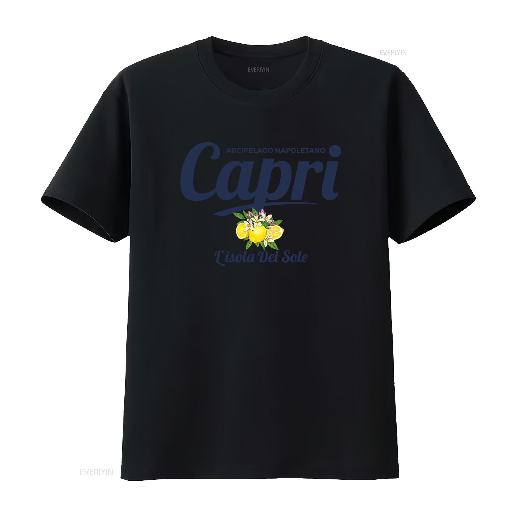 

Capri T Shirt Italia Travel Amalfi Coast Italy Positano Vacation Lemon Print Summer Fashion vintage Washed graphic 4XL