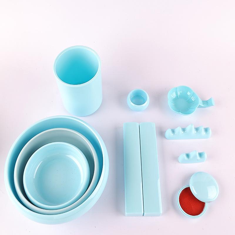 Porcelain-Look Jade Brush Washer: Durable, Water-Washable Ink Pad, Paperweight, Pen Holder, Ink Bowl.