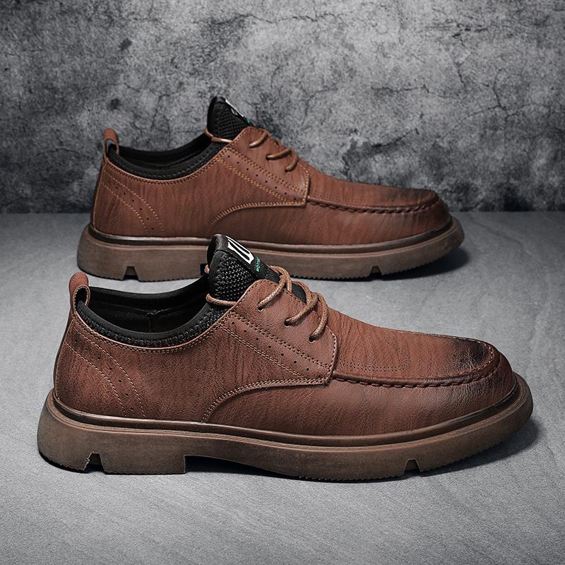 

Мужская обувь из натуральной кожи, универсальные деловые туфли для мужчин 2024 года, брендовые высококачественные оксфордские туфли для мужчин, повседневные туфли на шнуровке 44 коричневый
