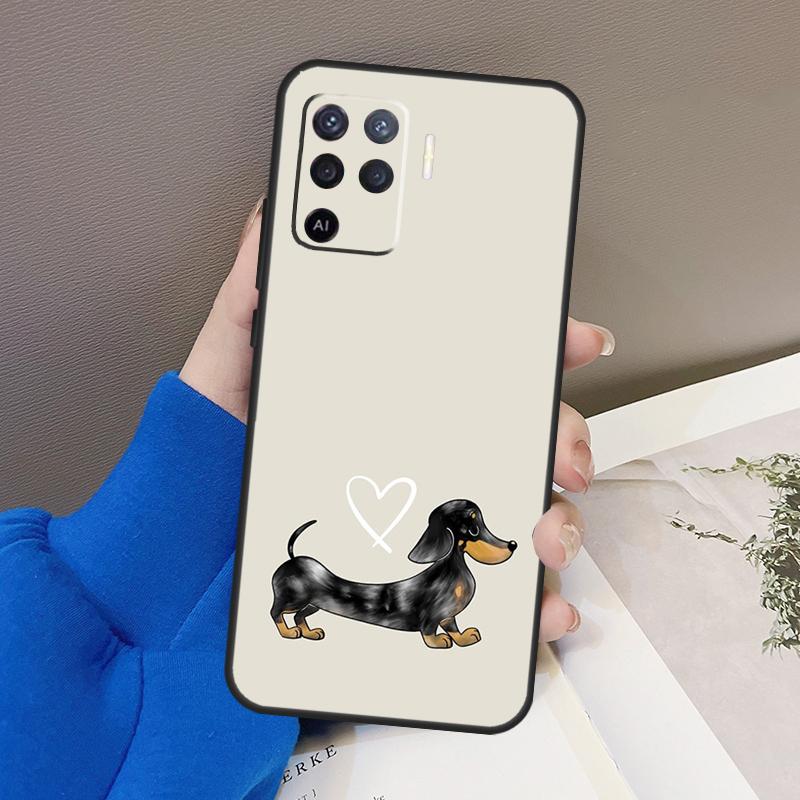 Cartoon Dachshund Sausage Dog Case For OPPO Find X5 X3 Pro A15 A74 A54 A94 A93 A91 A5 A9 A31 A53 2020 A53S A52 A72 Cover