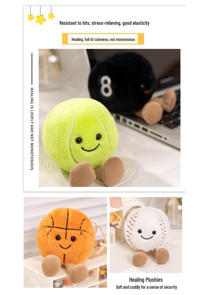 Creative Sports Plush Dolls: Fun Football, Basketball, Tennis Figurines - Perfect for Ornaments and Birthday Gifts