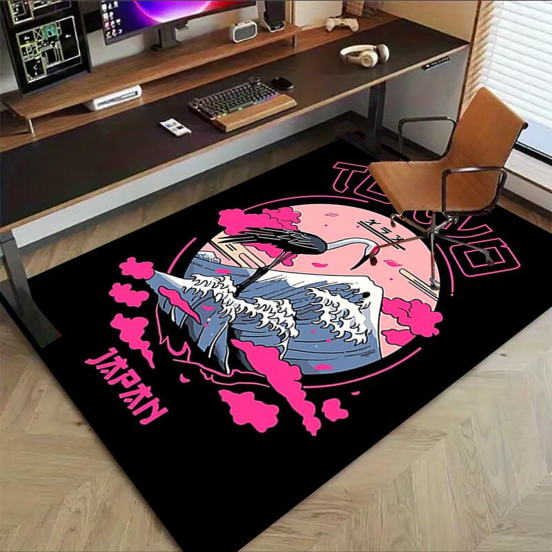 1pc Tokyo Japan Home Office, Durable Polyester Floor Mat with Easy, Office Decor, Urban Style, Nonslip Backing