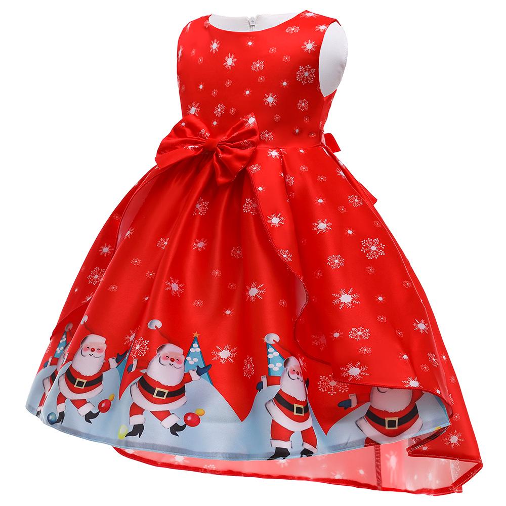 Vestido de Piano de Cetim de Desenho Animado de Natal Europeu e Americano para Meninas