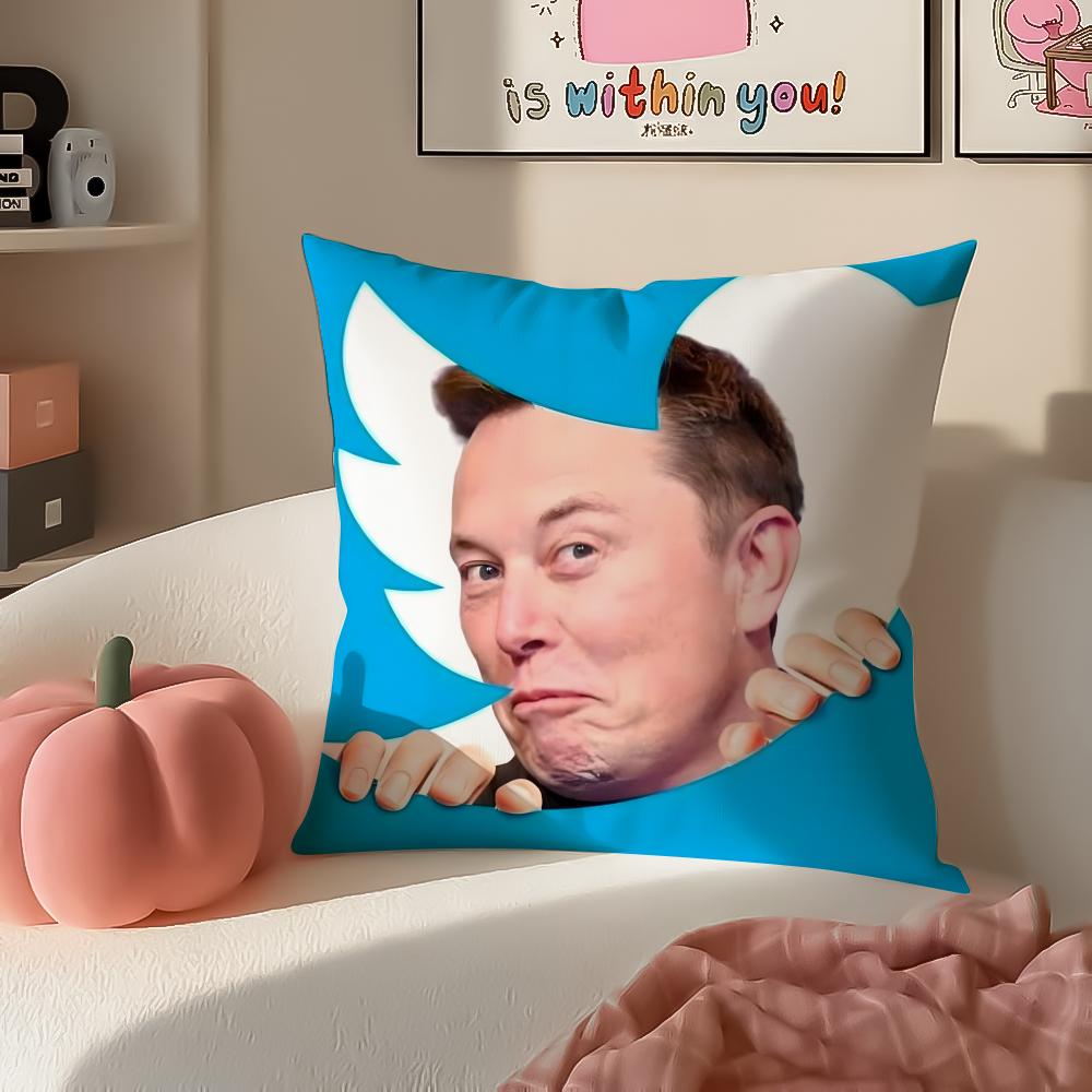 EElon MMusk meme Cushion Cover Pillowcase Short Plush Invisible zipper Room Sofa Cushion Cover