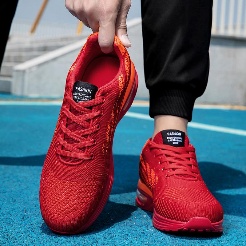 Plus Size 37-47 Sneakers Men Women Comfort Air-cushion Running Sports Shoes Breathable Knitted Trainers for Jogging Training