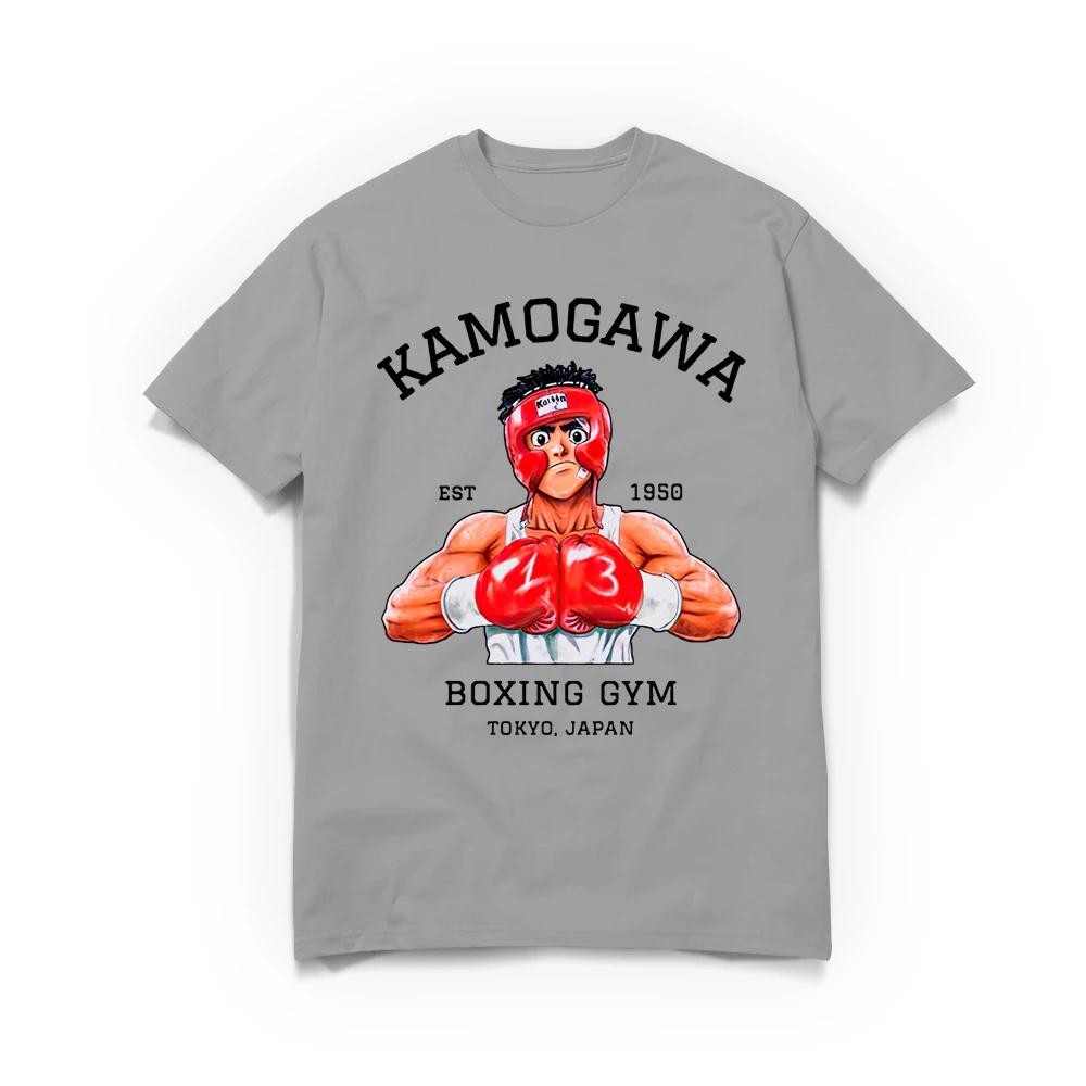 Men T-Shirt Anime Hajime No Ippo Kamogawa Boxing Gym Cotton Oversized Summer Loose Tops Tees Fashion Round Neck Short Sleeve