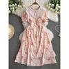 Chiffon Floral Dress Women's Summer 2024 New Arrival Gentle Doll Collar Elegant Slim Looking A- Line Mid-Length Skirt